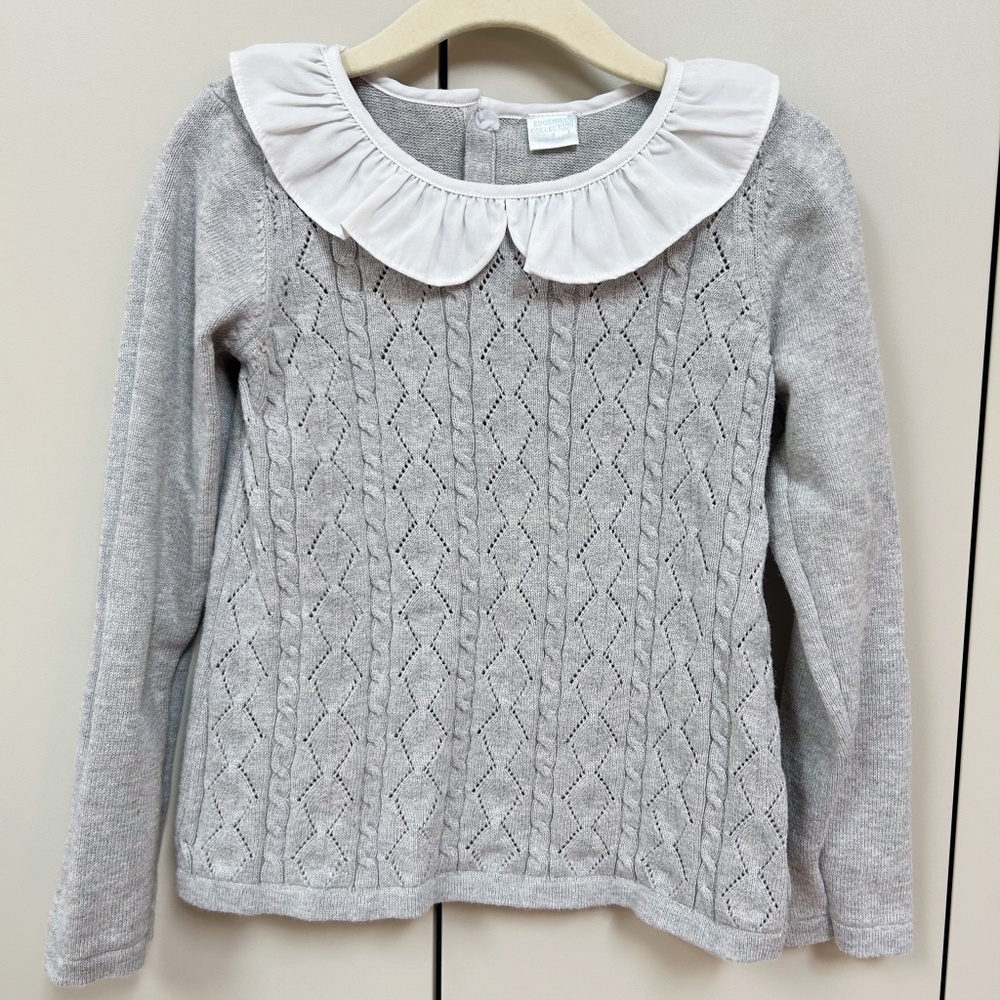 EdgeHill Collection long sleeve peter pan collar sweater - gray - sz 5